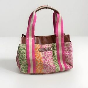 Tommy Hilfiger Women's Bucket HandBag Floral Canvas & Leather Multicolored